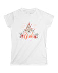 Women's Semi-Fitted, Short Sleeve, Cotton Tee - Castle, Fairytale Wedding Theme "Bride" Graphic - item