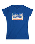 Women's Semi-Fit, Short Sleeve, Cotton Tee - Patriotic 4th of July Graphic, "Land of the Free, Home of the Brave" - item