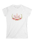 Women's Semi-Fitted, Short Sleeve, Cotton Tee - Castle, Fairytale Wedding Theme "Bride" Graphic - item