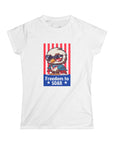 Women's Semi-Fitted, Short Sleeve, Cotton Tee - Patriotic, 4th of July, "Freedom to Soar" Eagle Graphic - item