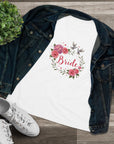 Women's Regular Fit, Short Sleeve, Cotton Tee - Floral Wedding Design, "Bride" Graphic - item