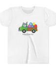 Happy Easter Youth Short Sleeve Tee - Cute Bunny & Colorful Eggs Design - 30.0