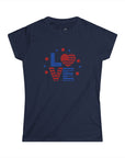 Women's Semi-Fitted, Short Sleeve, Cotton Tee - 4th of July, Patriotic "Love" Graphic - item