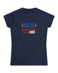 Women's Semi-Fitted, Short Sleeve, Cotton Tee - 4th of July, 'USA Independence Day 1776' Graphic - item