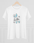 Happy Easter Women's Regular Fit Cotton Tee - Cute Bunny Design for Spring Celebrations 1b