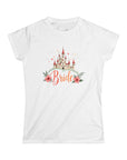 Women's Semi-Fitted, Short Sleeve, Cotton Tee - Castle, Fairytale Wedding Theme "Bride" Graphic - item
