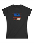 Women's Semi-Fitted, Short Sleeve, Cotton Tee - 4th of July, 'USA Independence Day 1776' Graphic - item