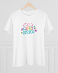 Women's Regular Fit Short Sleeve Cotton Tee - Colorful "Happy Easter" Graphic - item