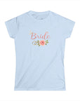 Women's Semi-Fitted, Short Sleeve, Cotton Tee - Dove, Rose, Wedding Rings, "Bride" Graphic - item