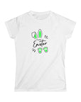Happy Easter Women's Slim Fit Softstyle Tee - Cute Bunny Design 1e