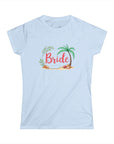 Women's Semi-Fitted, Short Sleeve, Cotton Tee - Tropical Beach Wedding "Bride" Graphic - item