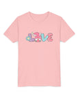 "Love" Youth Graphic Tee - Colorful Heart Design for Playful Spirit - 25.0