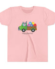 Happy Easter Youth Short Sleeve Tee - Cute Bunny & Colorful Eggs Design - 30.0