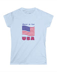 Women's Semi-Fitted, Short Sleeve, Cotton Tee - Patriotic, 4th of July 'Made in the USA' Graphic - item