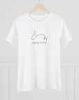 Women's Regular Fit Short Sleeve Cotton Tee - Simple "Happy Easter" Bunny Graphic - item