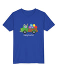 Happy Easter Youth Short Sleeve Tee - Cute Bunny & Colorful Eggs Design - 30.0