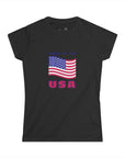 Women's Semi-Fitted, Short Sleeve, Cotton Tee - Patriotic, 4th of July 'Made in the USA' Graphic - item