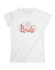 Women's Semi-Fitted, Short Sleeve, Cotton Tee - Castle, Fairytale Wedding Theme "Bride" Graphic - item