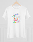 Women's Regular Fit Short Sleeve Cotton Tee - Colorful Floral Bunny, "Happy Easter" Graphic - item