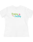 Women's Regular Fit Short Sleeve Cotton Tee - Colorful "Happy Easter" Graphic - item