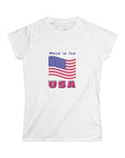 Women's Semi-Fitted, Short Sleeve, Cotton Tee - Patriotic, 4th of July 'Made in the USA' Graphic - item