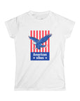 Women's Semi-Fitted, Short Sleeve, Cotton Tee - Patriotic 4th of July 'American Vibes' Eagle Design - item