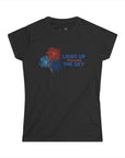 Women's Semi-Fitted, Short Sleeve, Cotton Tee - Patriotic 4th of July, "Light Up the Sky" Graphic - item