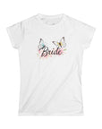Women's Semi-Fitted, Short Sleeve, Cotton Tee - Butterflies, Wedding "Bride" Graphic - item