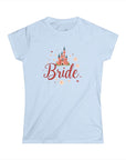Women's Semi-Fitted, Short Sleeve, Cotton Tee - Castle, Fairytale Wedding Theme "Bride" Graphic - item