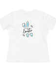 Happy Easter Women's Regular Fit Cotton Tee - Cute Bunny Design for Spring Celebrations 1b