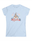 Women's Semi-Fitted, Short Sleeve, Cotton Tee - Castle, Fairytale Wedding Theme "Bride" Graphic - item