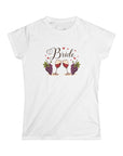 Women's Semi-Fitted, Short Sleeve, Cotton Tee - Wine Country Wedding Themed "Bride" Graphic - item