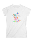 Happy Easter Womens Slim Fit Softstyle Tee - Colorful Bunny Design 16a