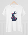 Women's Regular Fit Floral Bunny Tee - Happy Easter Cotton Shirt 16e