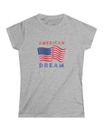 Women's Semi-Fitted, Short Sleeve, Cotton Tee - Patriotic, 4th of July, "American Dream" Graphic - item