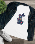 Women's Regular Fit Floral Bunny Tee - Happy Easter Cotton Shirt 16e
