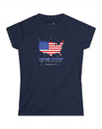 Women's Semi-Fitted, Short Sleeve, Cotton Tee - Patriotic, 4th of July USA Map Graphic - item