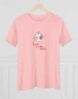 Women's Regular Fit Premium Cotton Tee - Valentine's Day - Cupid Kitten, Love is in the Air