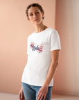 Women's Regular Fit, Short Sleeve, Cotton Tee - Floral Wedding "Bride" Graphic - item