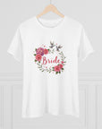 Women's Regular Fit, Short Sleeve, Cotton Tee - Floral Wedding Design, "Bride" Graphic - item