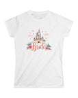 Women's Semi-Fitted, Short Sleeve, Cotton Tee - Castle, Fairytale Wedding Theme "Bride" Graphic - item
