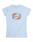 Women's Semi-Fitted, Short Sleeve, Cotton Tee - Floral Wedding "Bride" Graphic - item