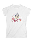 Women's Semi-Fit, Short Sleeve, Cotton Tee - Castle, Fairytale Wedding Theme "Bride" Graphic - item