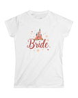 Women's Semi-Fitted, Short Sleeve, Cotton Tee - Castle, Fairytale Wedding Theme "Bride" Graphic - item