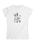 Happy Easter Women's Slim Fit Softstyle Tee - Cute Bunny Design for Spring Celebrations 1c