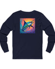 Adult Fishing Long Sleeve Tee - Colorful Marlin Design