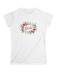 Women's Semi-Fitted, Short Sleeve, Cotton Tee - Floral Wedding "Bride" Graphic - item