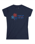 Women's Semi-Fitted, Short Sleeve, Cotton Tee - Patriotic 4th of July, "Light Up the Sky" Graphic - item