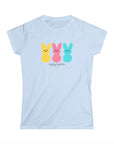 Easter Bunny Graphic Slim Fit Softstyle Tee for Women - Cute Happy Easter T-Shirt - 28a