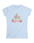 Women's Semi-Fitted, Short Sleeve, Cotton Tee - Castle, Fairytale Wedding Theme "Bride" Graphic - item